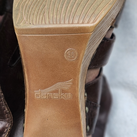 Women's Dansko Demetra Slingback Brown Leather Heels Cut Out 39 Arch Support - Picture 6 of 8